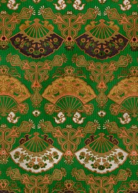 Green Japanese fan background, traditional pattern.  Remixed by rawpixel.