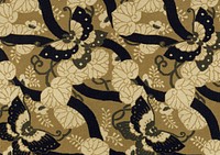 Brown Japanese butterflies background, traditional fan pattern.  Remixed by rawpixel.