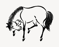 Horse, Japanese animal ink illustration. Remixed by rawpixel.