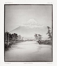 Antique print of Mount Fuji, nature painting by G.A. Audsley-Japanese illustration. Public domain image from our own original 1884 edition of The Ornamental Arts Of Japan. Digitally enhanced by rawpixel.