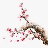 Cherry blossom tree, vintage painting by G.A. Audsley-Japanese illustration. Remixed by rawpixel.