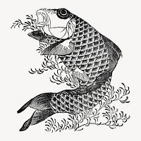 Hokusai's carp fish, Japanese animal illustration. Remixed by rawpixel.