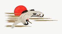 Sarus crane flying, vintage animal by G.A. Audsley-Japanese illustration psd. Remixed by rawpixel.