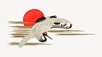 Sarus crane flying, vintage animal by G.A. Audsley-Japanese illustration. Remixed by rawpixel.