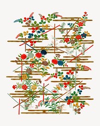 Japanese decorative wallpaper, vintage painting by G.A. Audsley-Japanese illustration. Remixed by rawpixel.