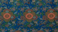 Blue Japanese flower desktop wallpaper.  Remixed by rawpixel.