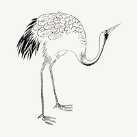 Japanese crane bird, vintage animal by Ogata Korin from the Korin Shinsen Hiaku-Dzu-Japanese illustration psd. Remixed by rawpixel.