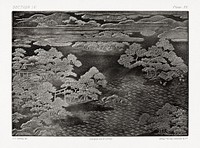 Bas-relief illustration of Japanese scenery from section IV plate XII. by G.A. Audsley-Japanese illustration. Public domain image from our own original 1884 edition of The Ornamental Arts Of Japan. Digitally enhanced by rawpixel.