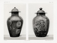 Antique print of Japanese vase from section VII plate VIII. by G.A. Audsley-Japanese sculpture. Public domain image from our own original 1884 edition of The Ornamental Arts Of Japan. Digitally enhanced by rawpixel.