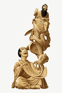 Ancient Japanese men sculpture in gold psd. Remixed by rawpixel.