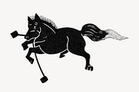 Black horse, Japanese animal illustration. Remixed by rawpixel.