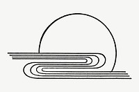 Rising sun river, line art symbol illustration psd. Remixed by rawpixel.