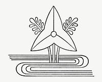 Windmill river, line art symbol illustration psd. Remixed by rawpixel.