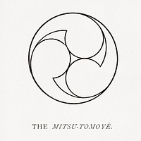 The Mitsu-Tomoye, abstract circle illustration. Public domain image from our own original 1884 edition of The Ornamental Arts Of Japan. Digitally enhanced by rawpixel.