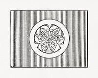 Antique print of Japanese, leafy flag symbol illustration. Public domain image from our own original 1884 edition of The Ornamental Arts Of Japan. Digitally enhanced by rawpixel.