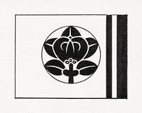 Antique print of Japanese, leafy flag symbol illustration. Public domain image from our own original 1884 edition of The Ornamental Arts Of Japan. Digitally enhanced by rawpixel.