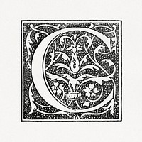 Capital C alphabet letter, ornamental font design. Public domain image from our own original 1884 edition of The Ornamental Arts Of Japan. Digitally enhanced by rawpixel.