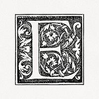 Capital E alphabet letter, ornamental font design. Public domain image from our own original 1884 edition of The Ornamental Arts Of Japan. Digitally enhanced by rawpixel.