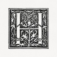 Capital H alphabet letter, ornamental font design. Public domain image from our own original 1884 edition of The Ornamental Arts Of Japan. Digitally enhanced by rawpixel.