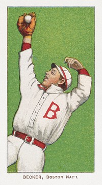 Becker, Boston, National League, from the White Border series (T206) (1909–11), vintage sport illustration by American Tobacco Company. Original public domain image from The MET Museum.  Digitally enhanced by rawpixel.