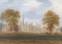 Costessy Hall, Norfolk (1831), vintage architecture illustration by John Chessell Buckler. Original public domain image from Yale Center for British Art.  Digitally enhanced by rawpixel.