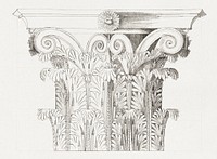 Unknown, Corinthian capital, elevation (recto) Unknown, Corinthian capital, plan diagram and detail (verso) (1540–1560) drawing art. Original public domain image from The MET Museum. Digitally enhanced by rawpixel.