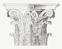 Corinthian capital vintage illustration psd. Remixed by rawpixel. 