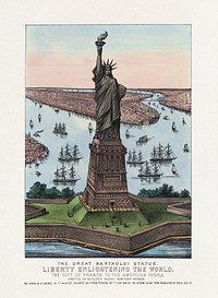 The Great Bartholdi Statue - Liberty Enlightening the World (1885) chromolithograph art. Original public domain image from The MET Museum. Digitally enhanced by rawpixel.