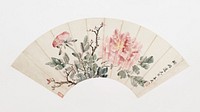 Peony fan (late 17th century) Japanese ukiyo-e art by Wang Wu. Original public domain image from The MET Museum. Digitally enhanced by rawpixel.