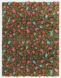 Sheet with overall floral pattern on a dark background (late 18th–mid-19th century) pattern art background. Original public domain image from The MET Museum. Digitally enhanced by rawpixel.