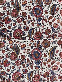 Paste paper with overall pattern of red, blue, and yellow flowers (19th century) pattern art background. Original public domain image from The MET Museum. Digitally enhanced by rawpixel.