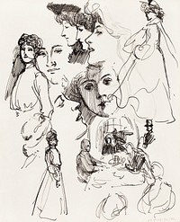 Part of a sketchbook (1854-1905) drawing art by Albert Edelfelt. Original public domain image from The Finnish National Gallery. Digitally enhanced by rawpixel.