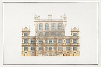 Wollaton Park, Nottingham: South Elevation (1801) vintage illustration by Studio of Sir Jeffry Wyatville. Original public domain image from Yale Center for British Art. Digitally enhanced by rawpixel.