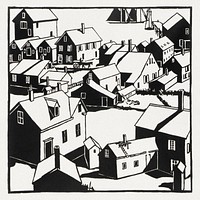 The Town (1917) woodcut art by Mildred McMillen. Original public domain image from The Smithsonian Institution. Digitally enhanced by rawpixel.