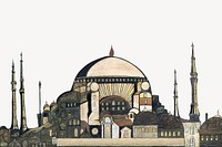 Hagia Sophia mosque vintage illustration. Remixed by rawpixel. 