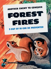 "Another enemy to conquer forest fires" - NARA - 513861 - restored (1941-1945) chromolithograph art. Original public domain image from Wikimedia Commons. Digitally enhanced by rawpixel.