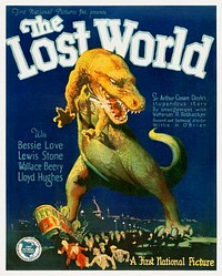 The Lost World (1925) chromolithograph art by First National Pictures. Original public domain image from Wikimedia Commons. Digitally enhanced by rawpixel.