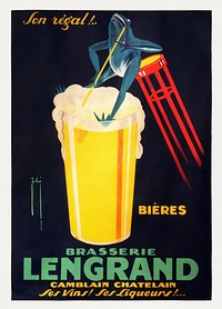 Brasserie Lengrand, Camblain, Chatelain (2012) chromolithograph art by AlfvanBeem. Original public domain image from Wikimedia Commons. Digitally enhanced by rawpixel.