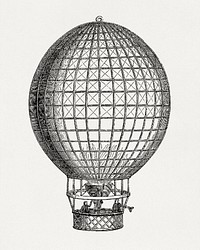 Hot-air balloon launched in Milan, February 25, 1784, mounted by the knight Andreani and the Gerli brothers (fourth air voyage) (1868) vintage illustration by Louis Figuier. Original public domain image from Wikimedia Commons. Digitally enhanced by rawpixel.