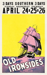 Old Ironsides poster (1926) chromolithograph art by Paramount. Original public domain image from Wikimedia Commons. Digitally enhanced by rawpixel.