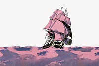 Sailing ship chromolithograph collage element. Remixed by rawpixel. 