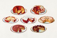 Selected illustrations from the cookbook Dra. Oetkera przepisy dla skrzetnych gospodyn [Dr. Oetker's recipes for industrious housewives] (1930) chromolithograph art. Original public domain image from Wikimedia Commons. Digitally enhanced by rawpixel.