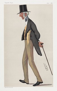 Vanity Fair - Bankers and Financiers. 'Colonial'. Mr. Charles Cox (1881) chromolithograph art by Leslie Matthew 'Spy' Ward. Original public domain image from Yale Center for British Art. Digitally enhanced by rawpixel.