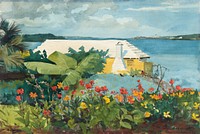 Flower Garden and Bungalow, Bermuda (1899) vintage painting by Winslow Homer. Original public domain image from The MET Museum. Digitally enhanced by rawpixel.