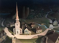 Midnight Ride of Paul Revere (1931) vintage illustration by Grant Wood. Original public domain image from Wikimedia Commons. Digitally enhanced by rawpixel.