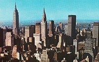 Midtown skyline of Manhattan, New York, N.Y. (1960–1979) vintage postcard. Original public domain image from Boston Public Library. Digitally enhanced by rawpixel.