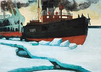 Icebreaker (1900) vintage ship illustration by Juho Rissanen. Original public domain image from The Finnish National Gallery. Digitally enhanced by rawpixel.