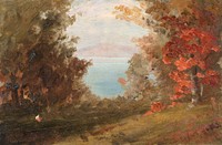 Woodland Scene in Autumn (1860&ndash;70) vintage nature illustration by Frederic Edwin Church. Original public domain image from The Smithsonian Institution. Digitally enhanced by rawpixel.