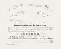 Diploma from Salisbury, MD Colored High School (1947) received by Sarah Elizabeth Wright. Original public domain image from The Smithsonian Institution. Digitally enhanced by rawpixel.