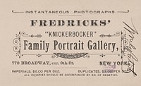 Business card of Charles Fredricks. Original public domain image from The Smithsonian Institution. Digitally enhanced by rawpixel.
